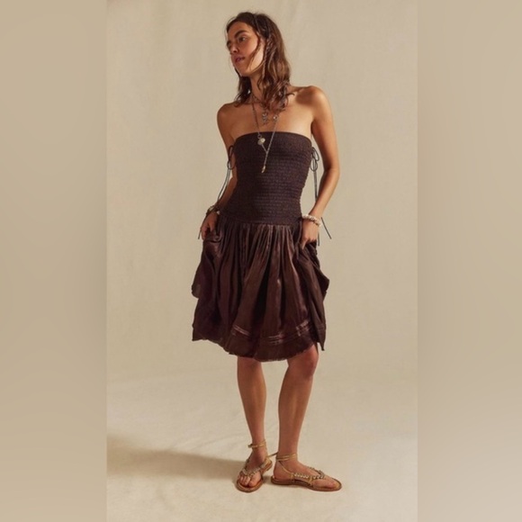 Free People Dresses & Skirts - 🆕 Free People Maya Strapless Brown convertible midi Dress or skirt size medium